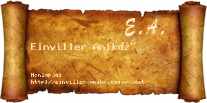 Einviller Anikó névjegykártya